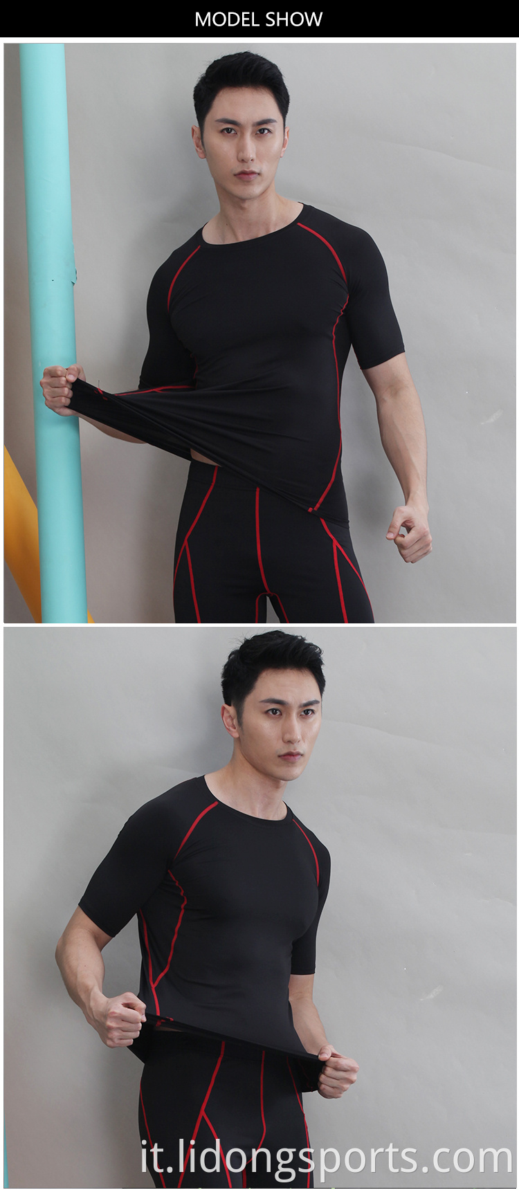 Lidong oem design il tuo abbigliamento fitness/abbigliamento da palestra fitness camicia da uomo fitness